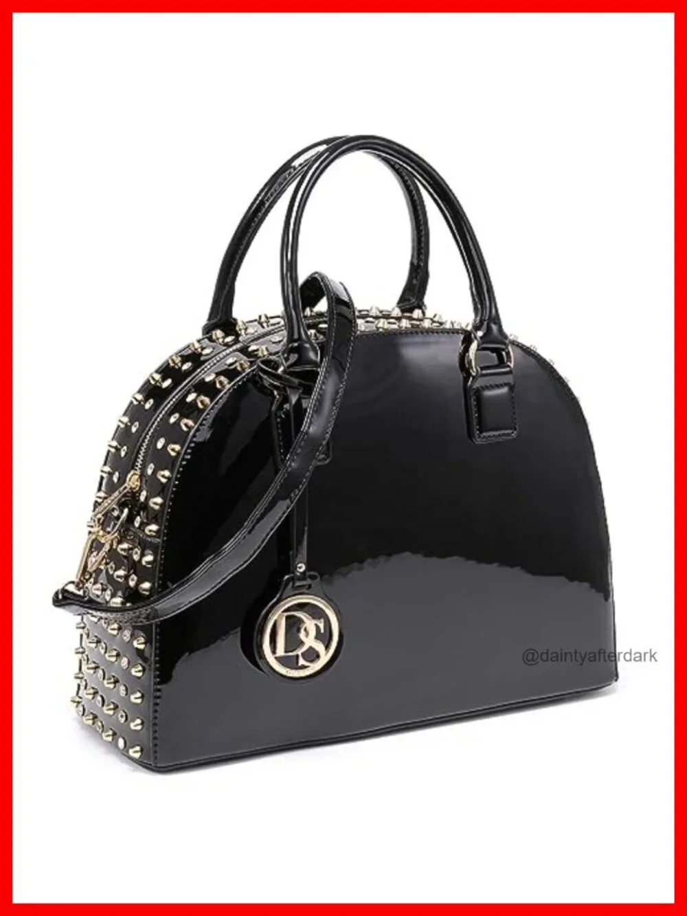 Dasein Patent Leather Dome Satchel Purse Structured Work Tote Shoulder Bag